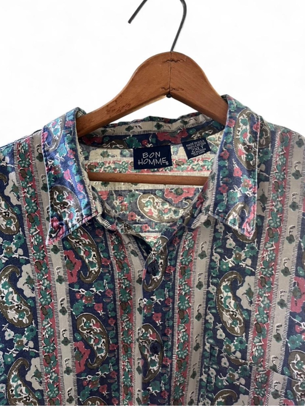 Men’s Bon Homme Multicolor Paisley Stripe Button-Down Shirt